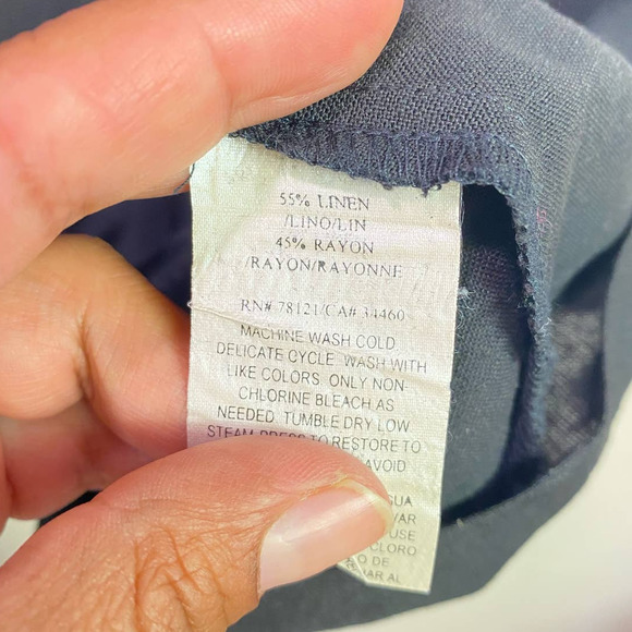 VTG Black Eileen Fisher Linen Blend Trousers Small USA Made With Italian Fabrics - Picture 3 of 8